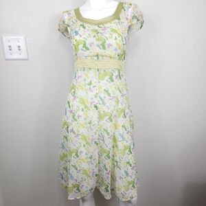 Sellys Butterfly Print Boho Empire Waist Dress Size XS